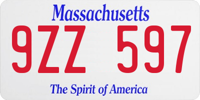 MA license plate 9ZZ597