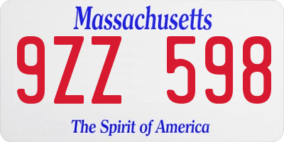 MA license plate 9ZZ598