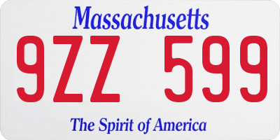 MA license plate 9ZZ599