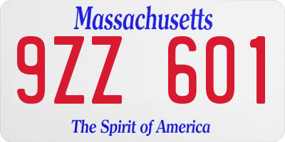 MA license plate 9ZZ601