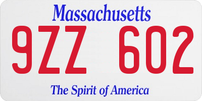 MA license plate 9ZZ602