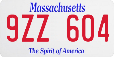 MA license plate 9ZZ604