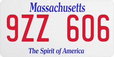 MA license plate 9ZZ606