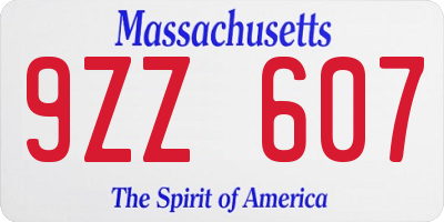 MA license plate 9ZZ607