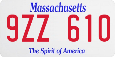 MA license plate 9ZZ610