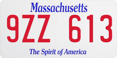 MA license plate 9ZZ613