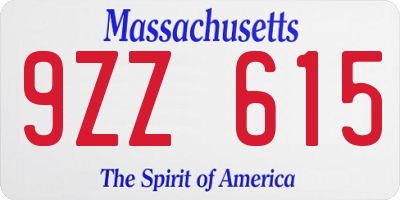 MA license plate 9ZZ615