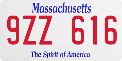 MA license plate 9ZZ616