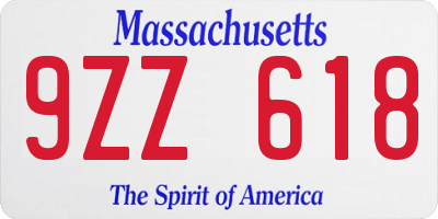 MA license plate 9ZZ618