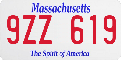 MA license plate 9ZZ619