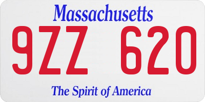 MA license plate 9ZZ620