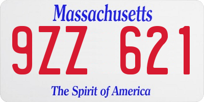 MA license plate 9ZZ621