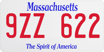 MA license plate 9ZZ622