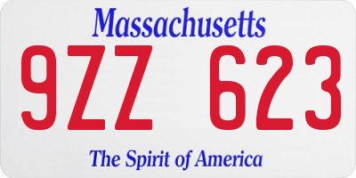 MA license plate 9ZZ623