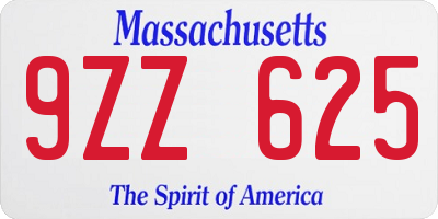 MA license plate 9ZZ625