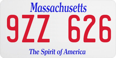 MA license plate 9ZZ626