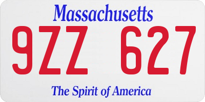 MA license plate 9ZZ627