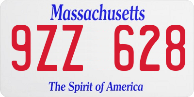 MA license plate 9ZZ628