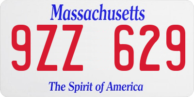 MA license plate 9ZZ629