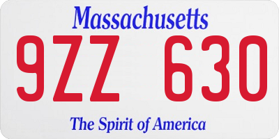 MA license plate 9ZZ630