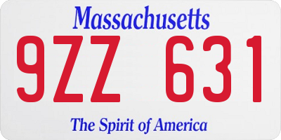 MA license plate 9ZZ631