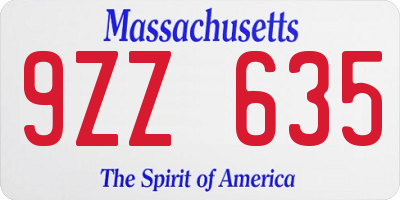 MA license plate 9ZZ635