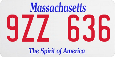 MA license plate 9ZZ636