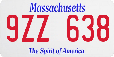 MA license plate 9ZZ638