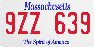 MA license plate 9ZZ639