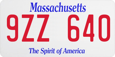 MA license plate 9ZZ640