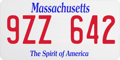 MA license plate 9ZZ642