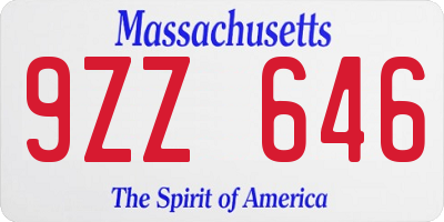 MA license plate 9ZZ646