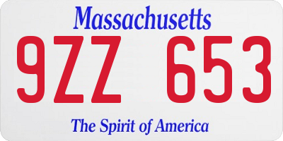 MA license plate 9ZZ653