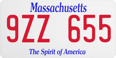 MA license plate 9ZZ655