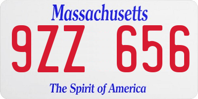 MA license plate 9ZZ656