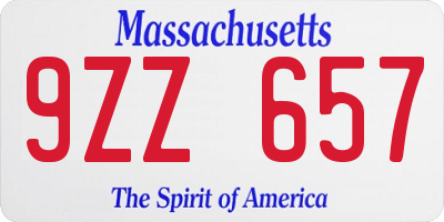 MA license plate 9ZZ657