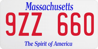 MA license plate 9ZZ660