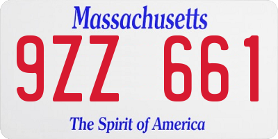 MA license plate 9ZZ661