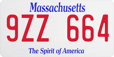 MA license plate 9ZZ664