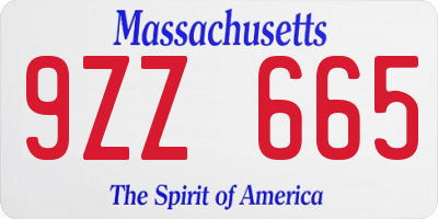 MA license plate 9ZZ665