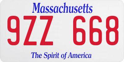 MA license plate 9ZZ668