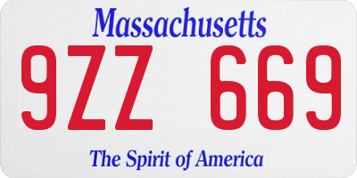 MA license plate 9ZZ669