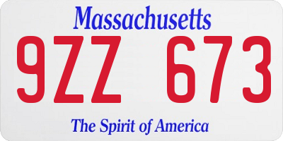 MA license plate 9ZZ673