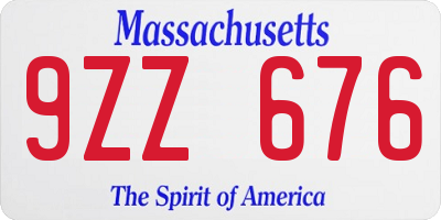 MA license plate 9ZZ676