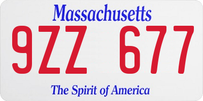 MA license plate 9ZZ677