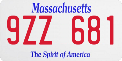 MA license plate 9ZZ681