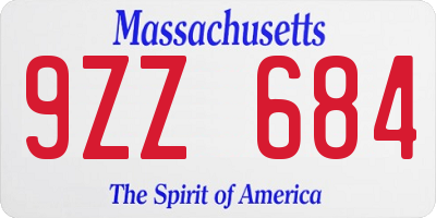 MA license plate 9ZZ684