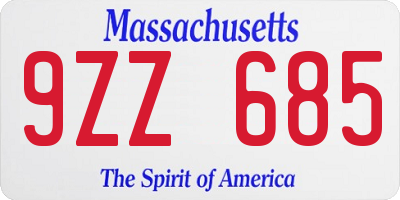 MA license plate 9ZZ685