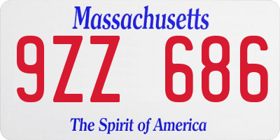 MA license plate 9ZZ686