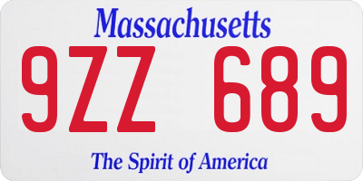 MA license plate 9ZZ689